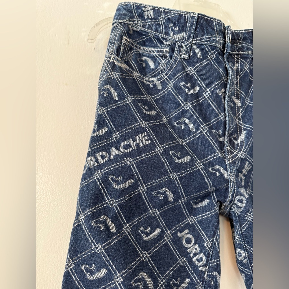 Jordache Signature Logo JACQUARD HIGH-RISE SLIM High Blue Jeans - Picture 4 of 9